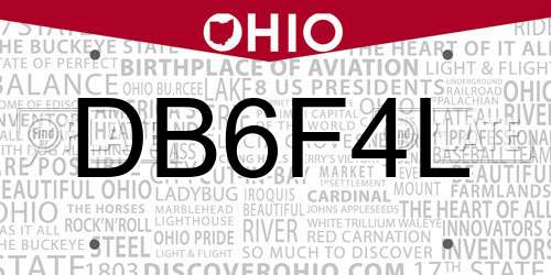 DB6F4L Ohio License Plate