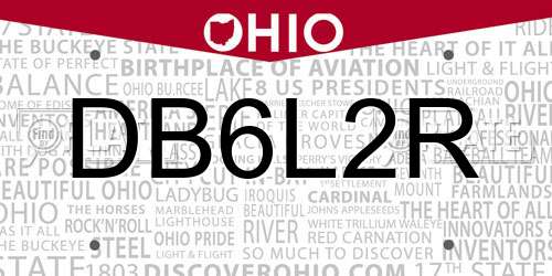 DB6L2R Ohio License Plate