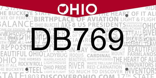 DB769 Ohio License Plate