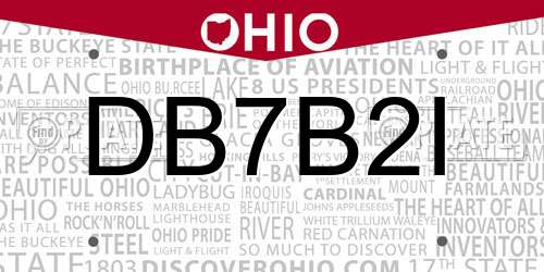 DB7B2I Ohio License Plate
