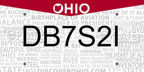 DB7S2I Ohio License Plate