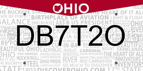 DB7T2O Ohio License Plate
