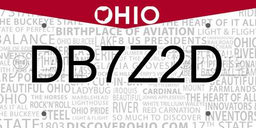 DB7Z2D Ohio License Plate