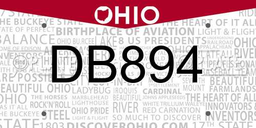 DB894 Ohio License Plate