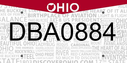 DBA0884 Ohio License Plate