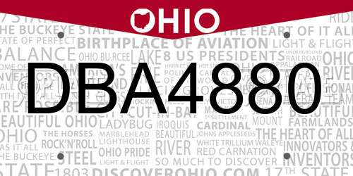 DBA4880 Ohio License Plate