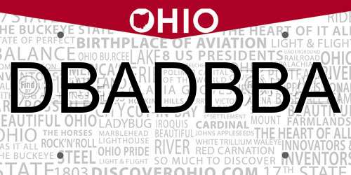 DBADBBA Ohio License Plate