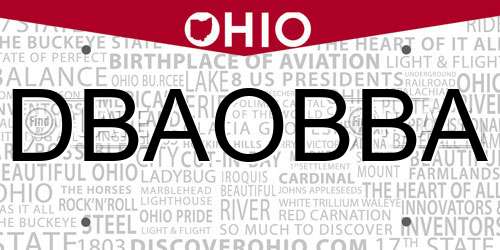 DBAOBBA Ohio License Plate