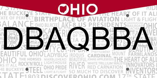 DBAQBBA Ohio License Plate