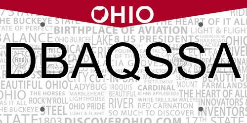 DBAQSSA Ohio License Plate