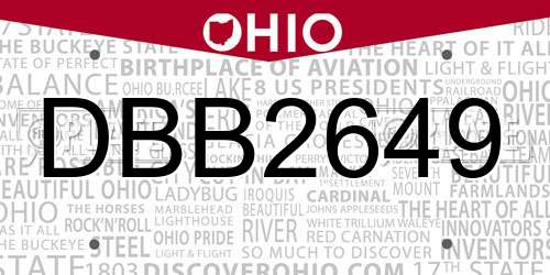 DBB2649 Ohio License Plate