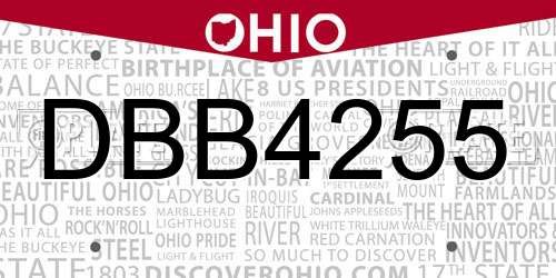 DBB4255 Ohio License Plate