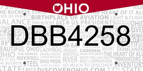 DBB4258 Ohio License Plate