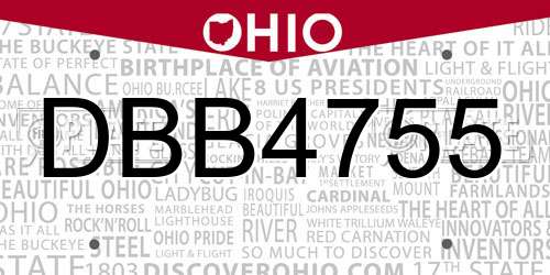 DBB4755 Ohio License Plate
