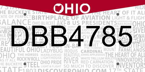 DBB4785 Ohio License Plate