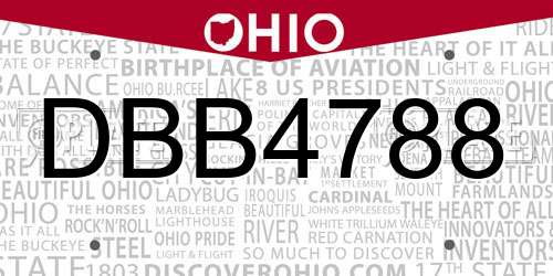DBB4788 Ohio License Plate