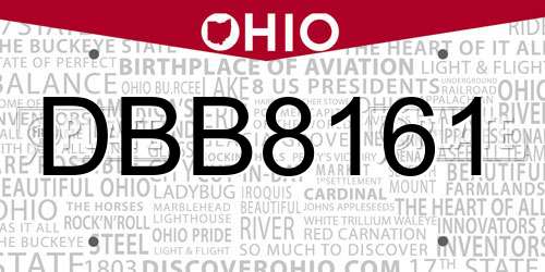 DBB8161 Ohio License Plate