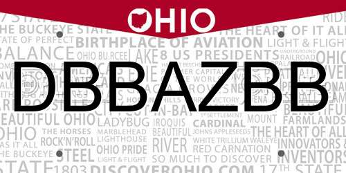 DBBAZBB Ohio License Plate
