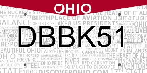 DBBK51 Ohio License Plate