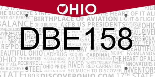 DBE158 Ohio License Plate