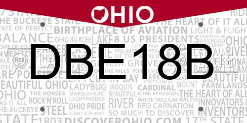 DBE18B Ohio License Plate