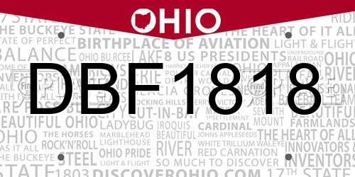 DBF1818 Ohio License Plate