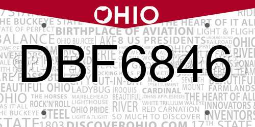 DBF6846 Ohio License Plate