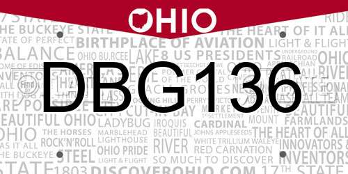 DBG136 Ohio License Plate