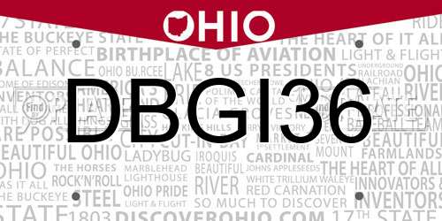 DBGI36 Ohio License Plate