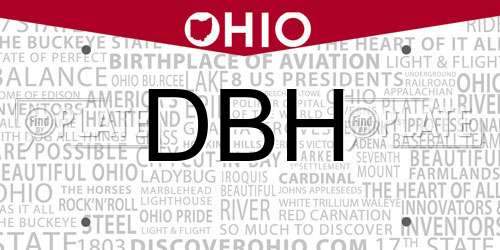 DBH Ohio License Plate