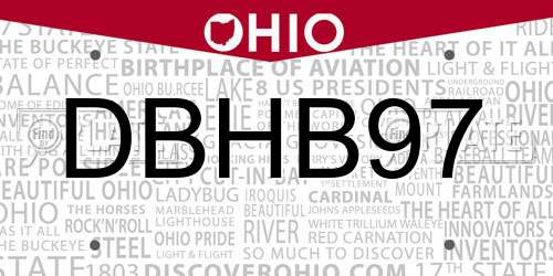 DBHB97 Ohio License Plate