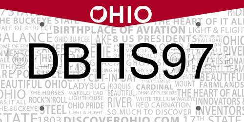 DBHS97 Ohio License Plate