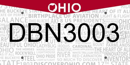 DBN3003 Ohio License Plate