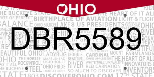 DBR5589 Ohio License Plate