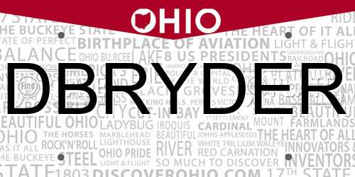 DBRYDER Ohio License Plate