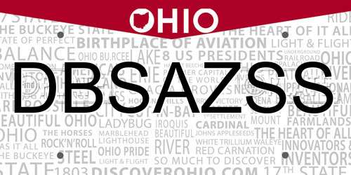 DBSAZSS Ohio License Plate