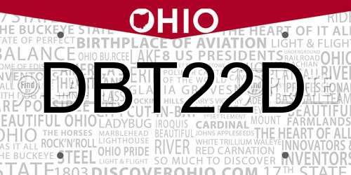 DBT22D Ohio License Plate
