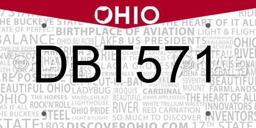 DBT571 Ohio License Plate