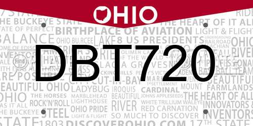DBT720 Ohio License Plate