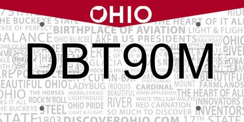 DBT90M Ohio License Plate