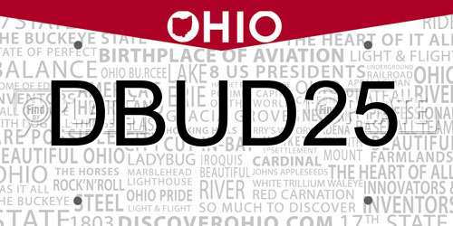 DBUD25 Ohio License Plate