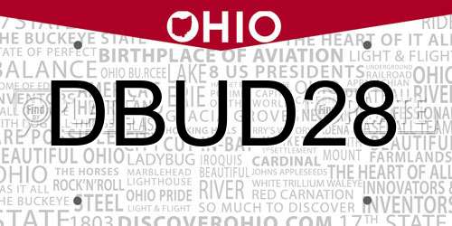 DBUD28 Ohio License Plate