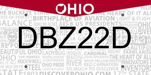 DBZ22D Ohio License Plate