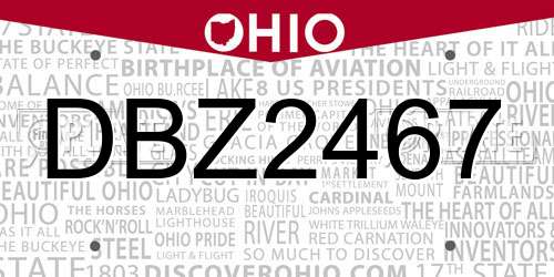 DBZ2467 Ohio License Plate