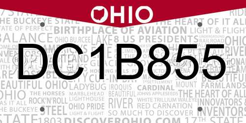 DC1B855 Ohio License Plate