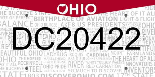 DC20422 Ohio License Plate