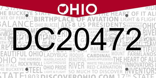 DC20472 Ohio License Plate