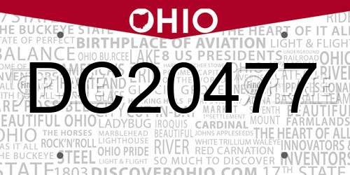 DC20477 Ohio License Plate