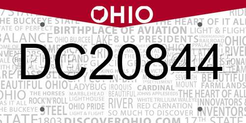 DC20844 Ohio License Plate