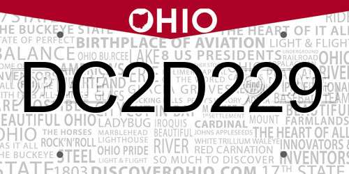 DC2D229 Ohio License Plate